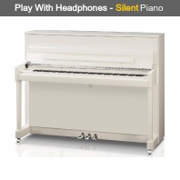 Kawai K-200 ATX 4 SL Snow White Polished Upright Piano (Silver Fittings)